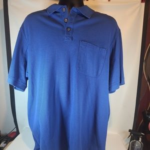 Duluth Trading Short Sleeve Polo Shirt Pockets Cotton Blue Mens XL